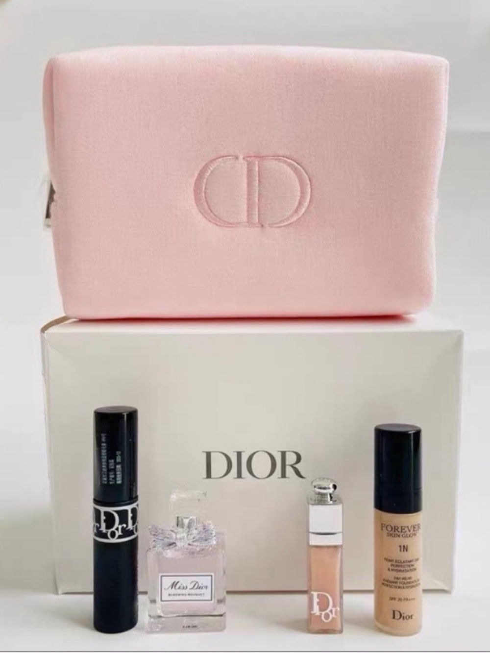 Dior Pink Velvet Makeup Pouch with Minis